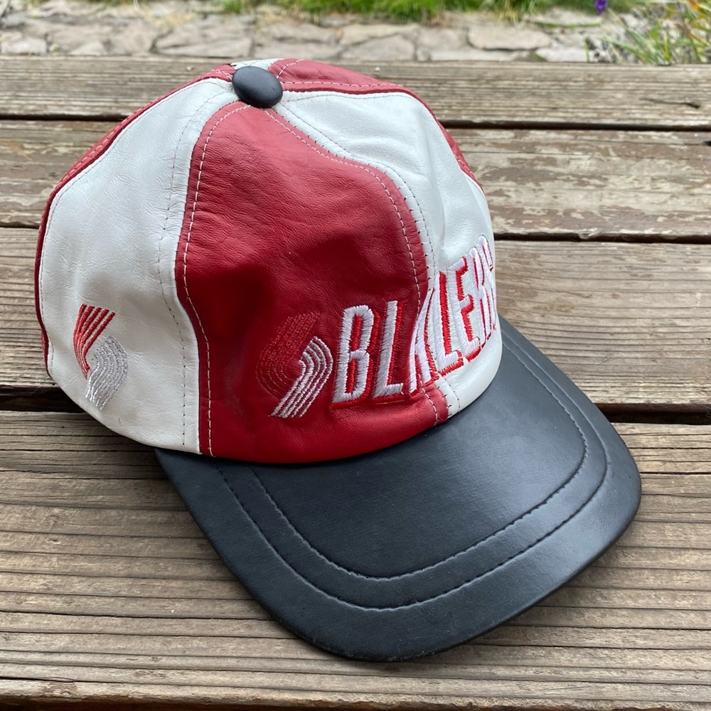 Vintage leather trail blazers NBA snap back cap hat Portland